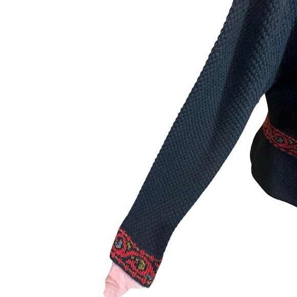 VINTAGE 100% Shetland Wool Hand Embroidered Icelandic Cardigan Women’s SZ Large - Picture 8 of 13